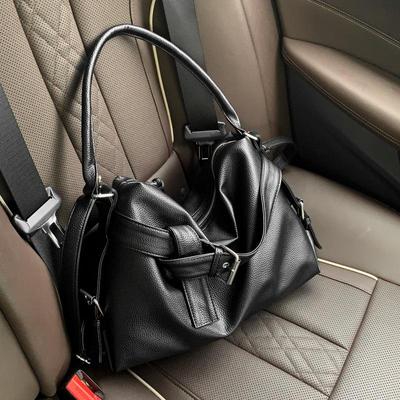 Retro Women's Large-Capacity Soft PU Tote with Leather Buckle - Single Shoulder & Crossbody Bag