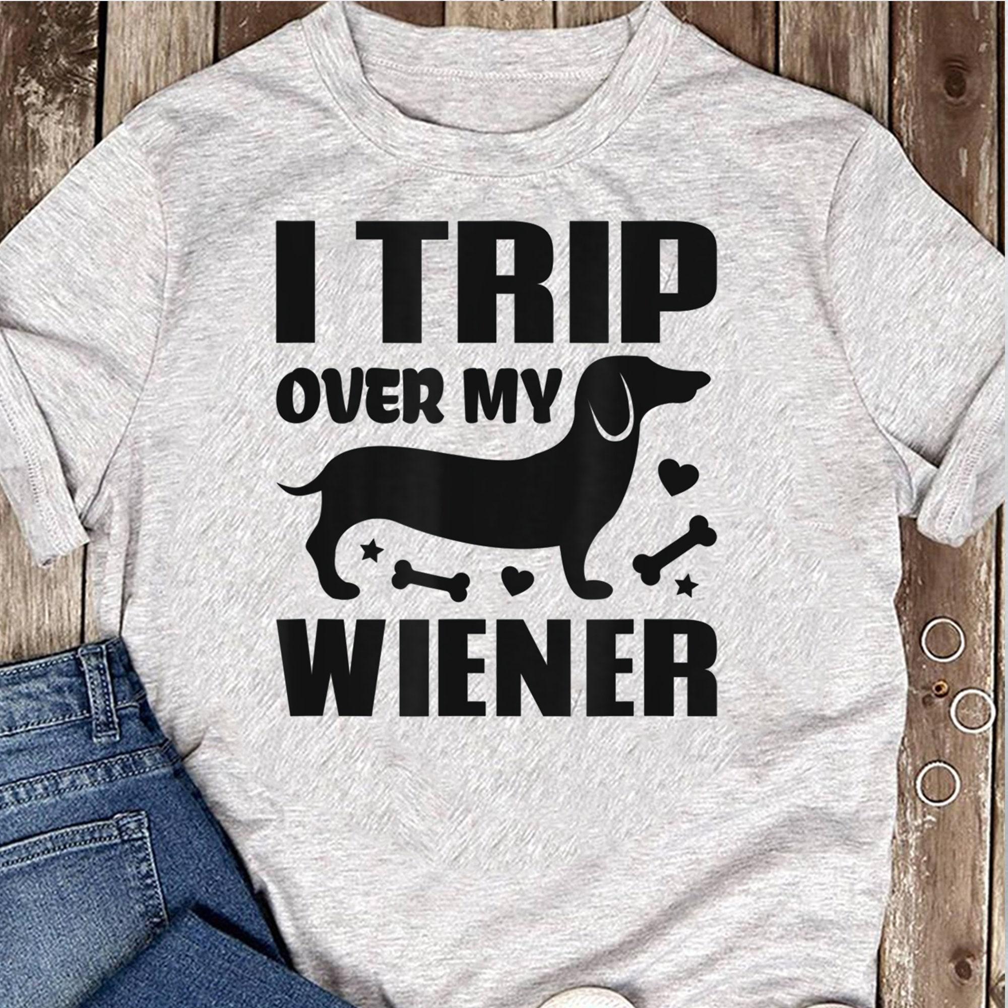 I Trip Over My Wiener Best Friend Dog Lover Dachshund T Shirt for Women Cotton Tops S серый