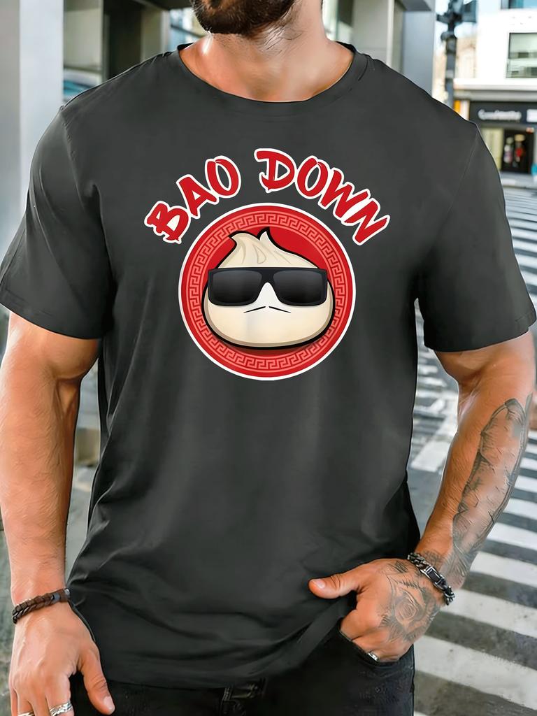 Cartoon Cool Bao With Sunglasses Bao Down Unisex Front Print T Shirt Funny Food Graphic Tee Casual Short Sleeve Top Food Lover Gift