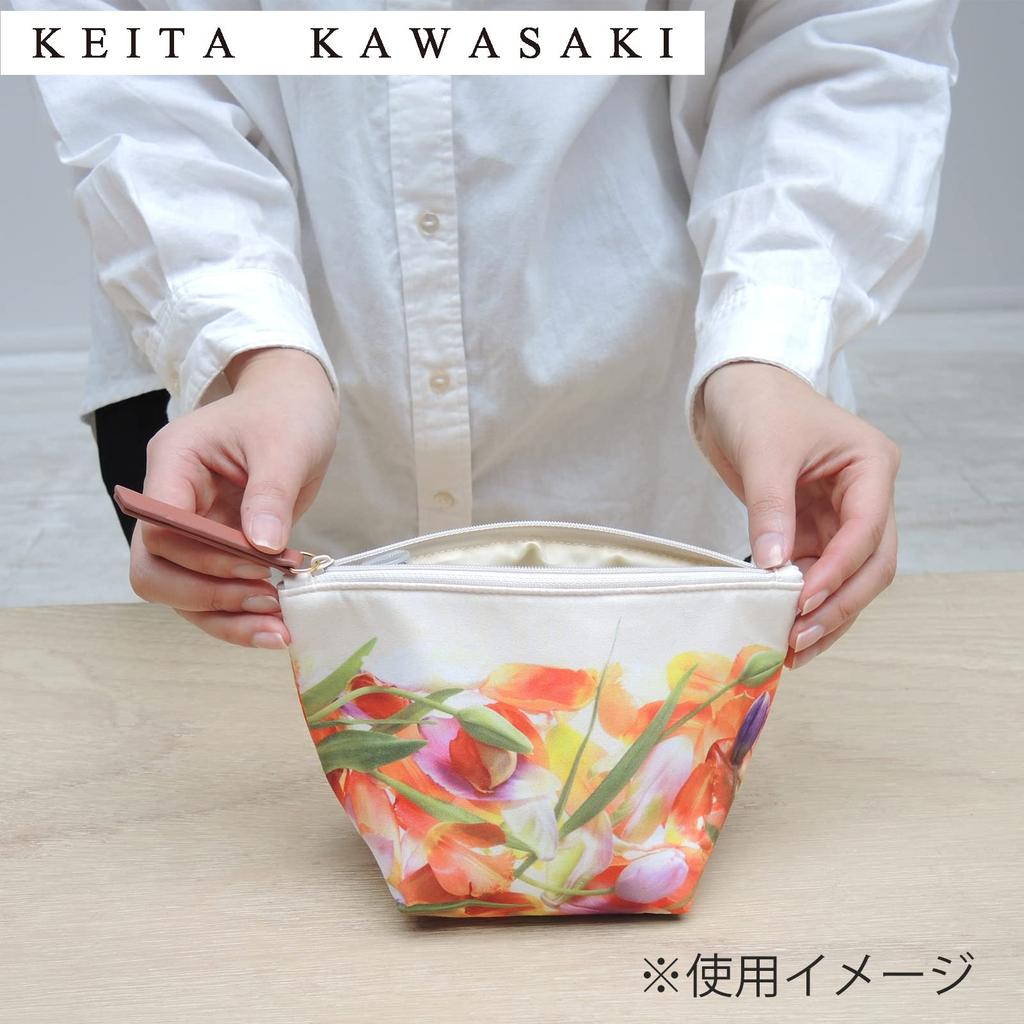 Kawashima Selkon KEITA KAWASAKI Tulip W21 X H12 X Elegant Floral Design Pouch, IV, Ivory, D10cm, GF1386,