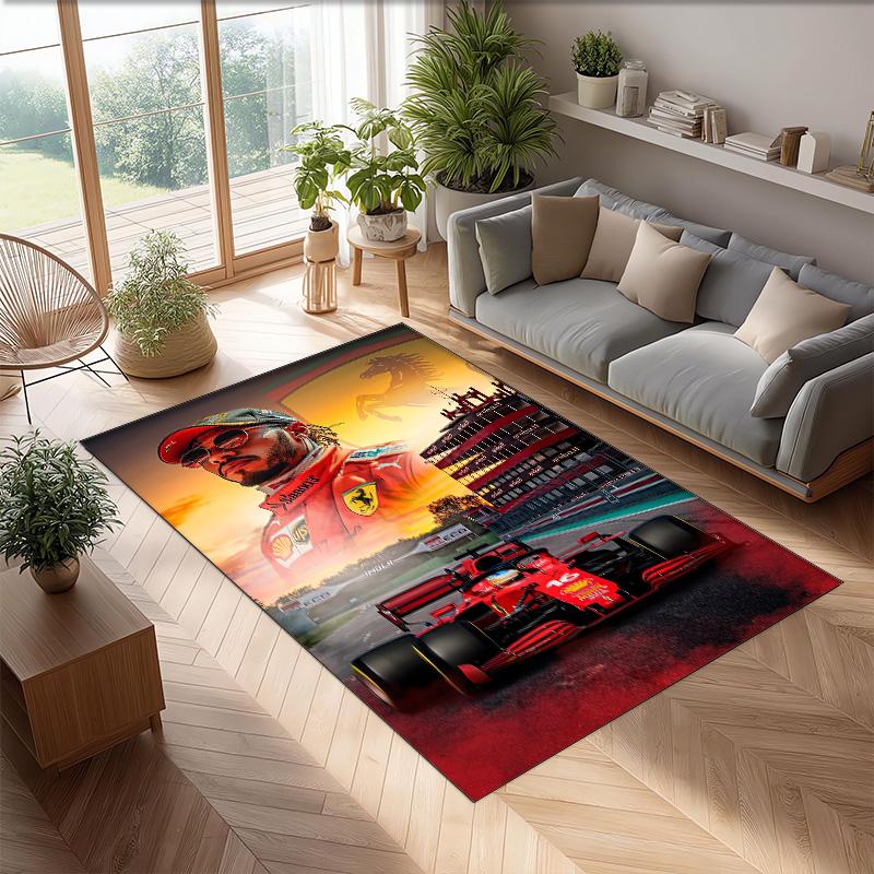 Lewis Hamilton Tappeto in Velluto di Cristallo Morbido Anti?Tappetino Antiscivolo Comodo per Casa Soggiorno Camera da Letto Tappeto Decorativo
