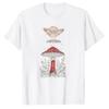 Cottagecore Goblincore Mushroom Moth Moon Red Cap White Spots Starry Botanical Black Crew Neck Short Sleeve Oversized Fit Shirt