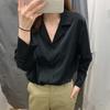 Ladies' Shirt White Chiffon Shirt Women's Professional Clothing Tops Design Sense Niche Long-sleeved V-neck Shirt Temperament Elegant Fashion Top