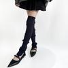 Japanese Ballet Styles Thigh High Leg Warmer Ribbed Knitted Split Buttons Over Knee Footless Socks for Fashionable Women