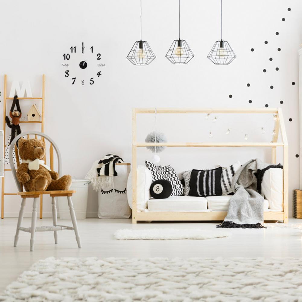 Wall Sticker Digital Clock Stickers Wall Clock DIY 3D Decorative Wall Clock for Home Black