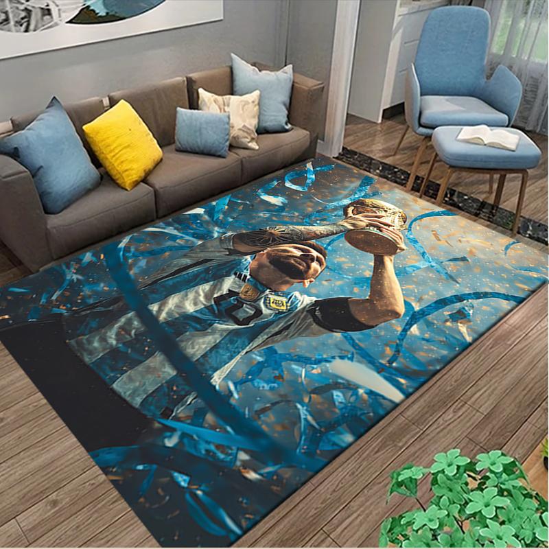 1pc Football Star Messi Rug, Comfortable Printed Home Area Carpet, Cozy Office Chair Rug