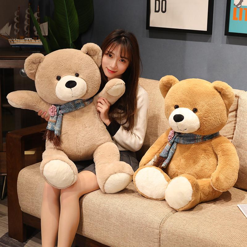 High Quality Plush Toy Scarf Bear Doll Soft Stuffed Animal Children Birthday Gift Pillow Home Living Room Bedroom Decor