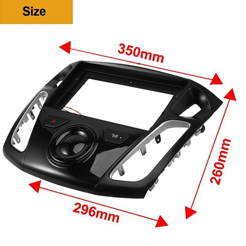 Car Radio Fascia Trim Kit, 9 Inch Dash Panel 2 DIN DVD Frame Install Kit For Ford Focus 3 2012 2013 2014 2015 2016-2018