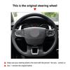 For Citroen C3 II III - C3 AIRCROSS 2017- Berlingo 3 C4 Picasso 2 Hand Sewing Car Interior Steering Wheel Cover Trim