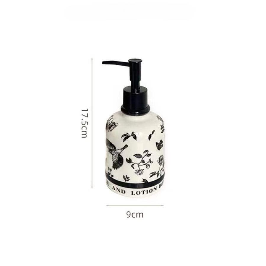420ml French Ceramic Dispensing Bottle Bathroom Ceramic Hand Sanitizer Bottle Press Type Empty Bottle Shampoo Dispensing Bottle