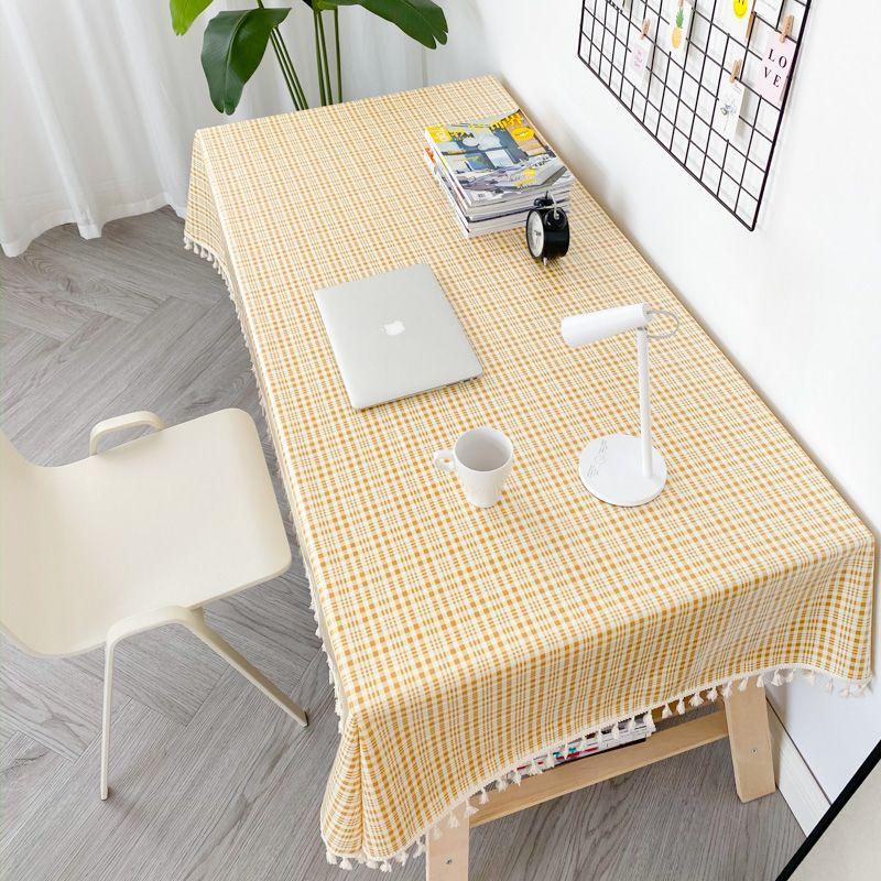 

Minimalist Plaid Student Dormitory Study Table Cloth Ginger# tassered 40*60cm (Special 2 pieces)