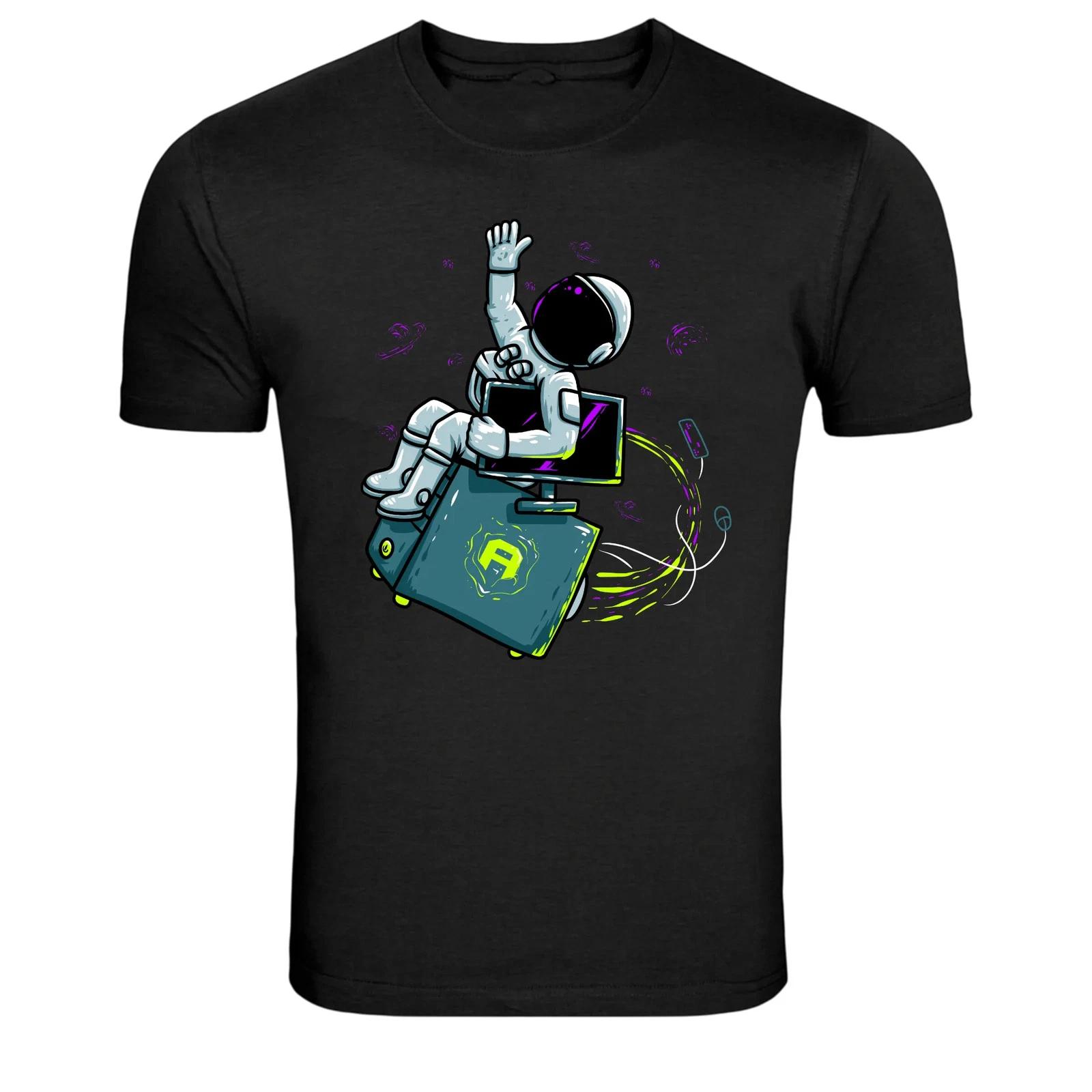 Floating Astronaut Computer Space Graphic T-Shirt XXL