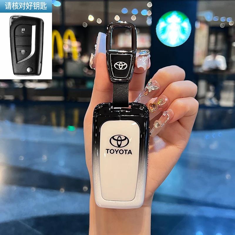 Toyota Car Key Case Cover Shell Fob for CHR Hilux Fortuner Land Cruiser 200 Camry Corolla Crown RAV4 Highland Key Chain Accessor