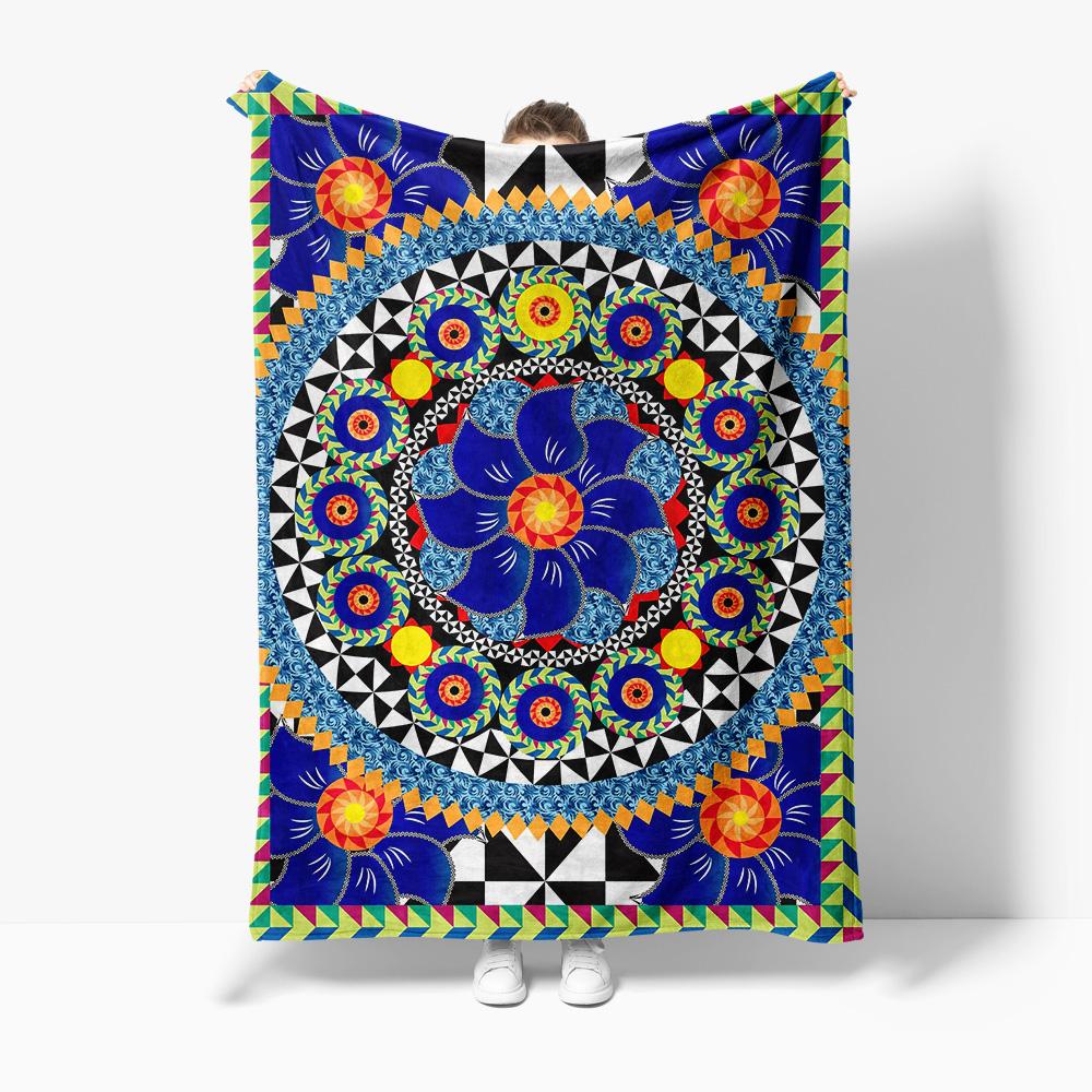 

Vibrant Mandala Ethnic Bohemian Colorful Printed Throw Blanket Sofa Bed Decorative Cushion Cover Gift 75x100cm