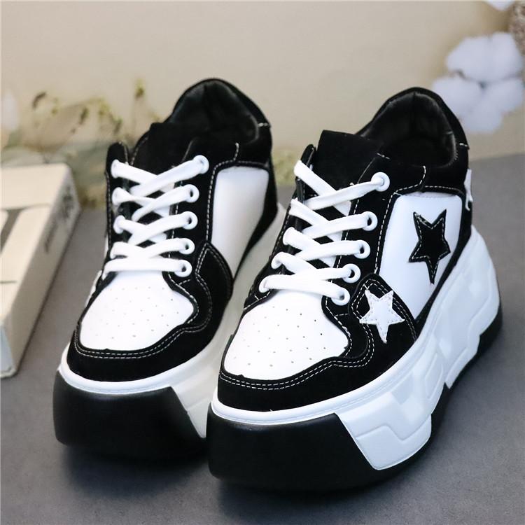 10CM Microfiber Vulcanize Skateboards Casual Autumn Spring Platform Wedge Autumn Women Comfy Hot Sell Chunky Sneakers Shoes
