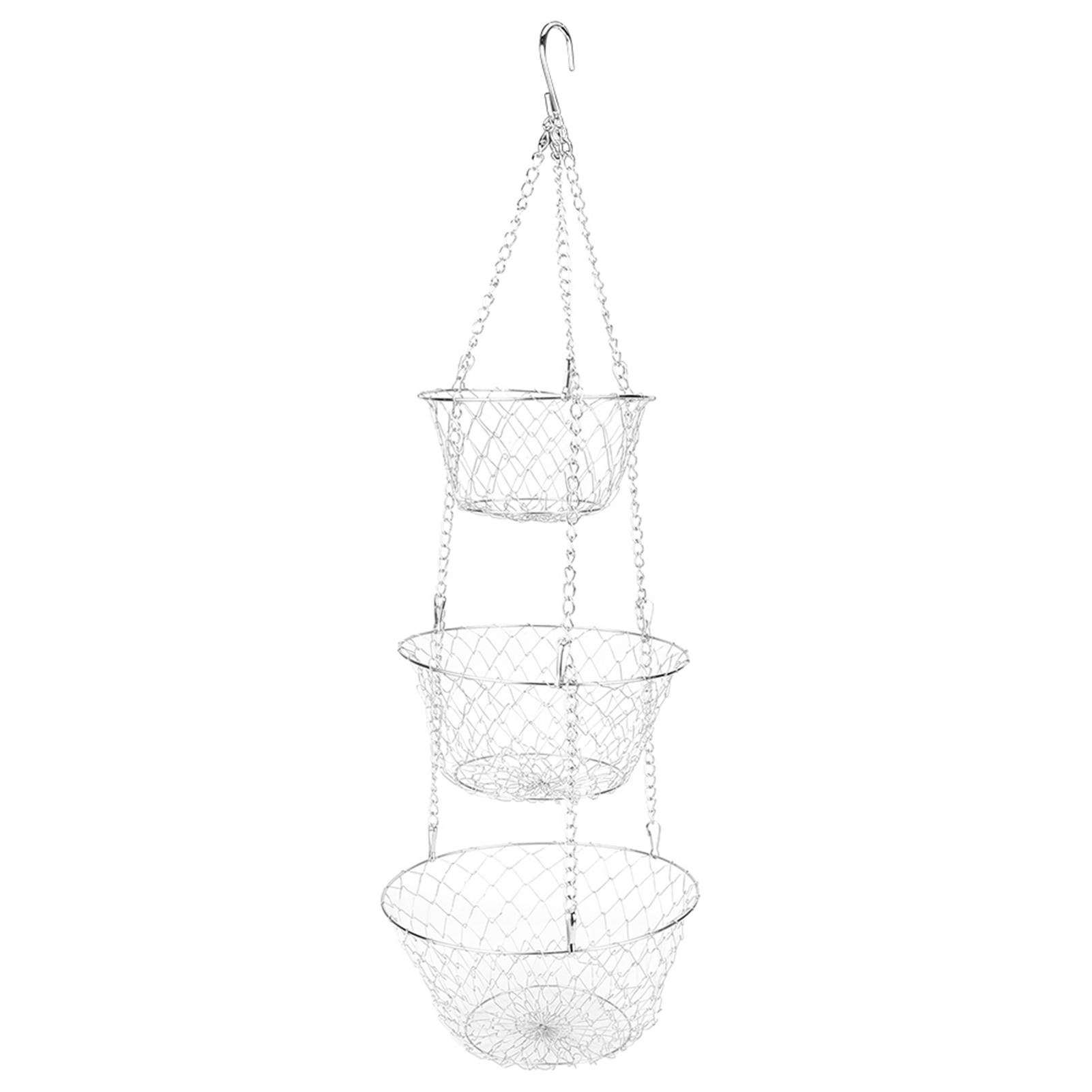 

3‑Tier Flower Basket Iron Wire Hanging Vegetable Storage Fruit Organizer Basket Kitchen Supplies