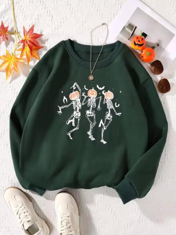 American Halloween Women's Colorful Letter Sweatshirt - Long Sleeve, Winter, Round Neck