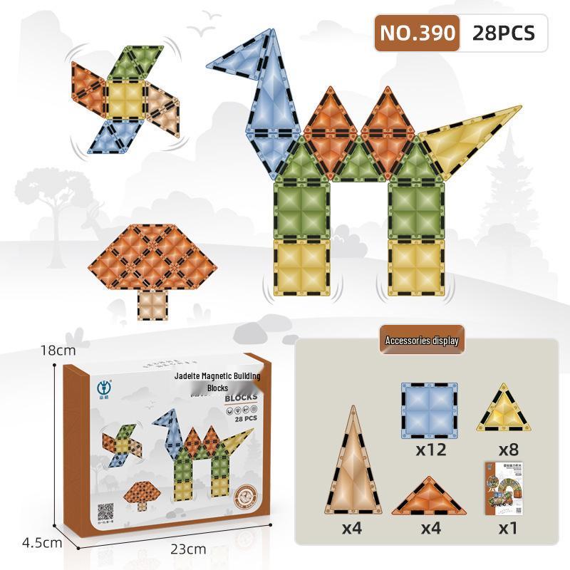 Children's 4D Colorful Magnetic Building Blocks - Strong, Educational Emerald Tiles