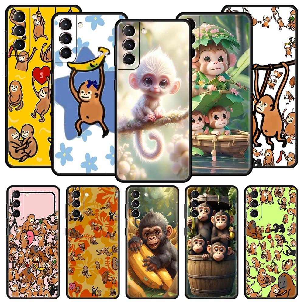 Affe Und Banane Handyhülle Cover für Samsung Galaxy S26 S25 S24 S23 S22 S20 S21 FE Ultra S25 Edge Plus 5G Weiche TPU Hülle Capas