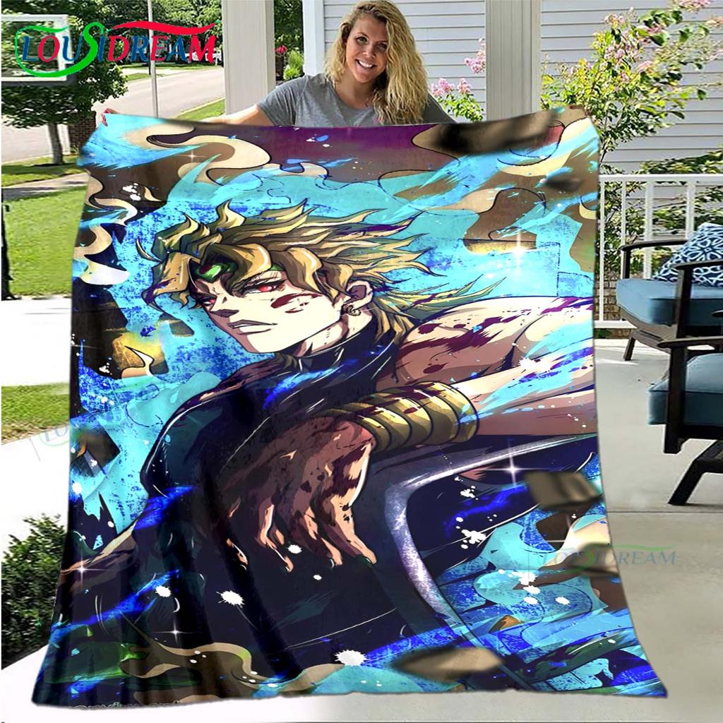 Cartoon J-JoJo’s Bizarre Adventure Blanket,Flannel Throw Blanket for Bed Sofa Picnic Office Hiking Leisure Nap Birthday Gift