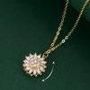 Women'S Rotatable Sunflower Collarbone Chain, Daisy Necklace, Fresh And Versatile Fashionable Neck Accessory.