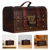 Vintage Treasure Chest Box Small Rectangle Wood Storage Jewelry Boxes European Handmade Case Holder Trinket Keepsake