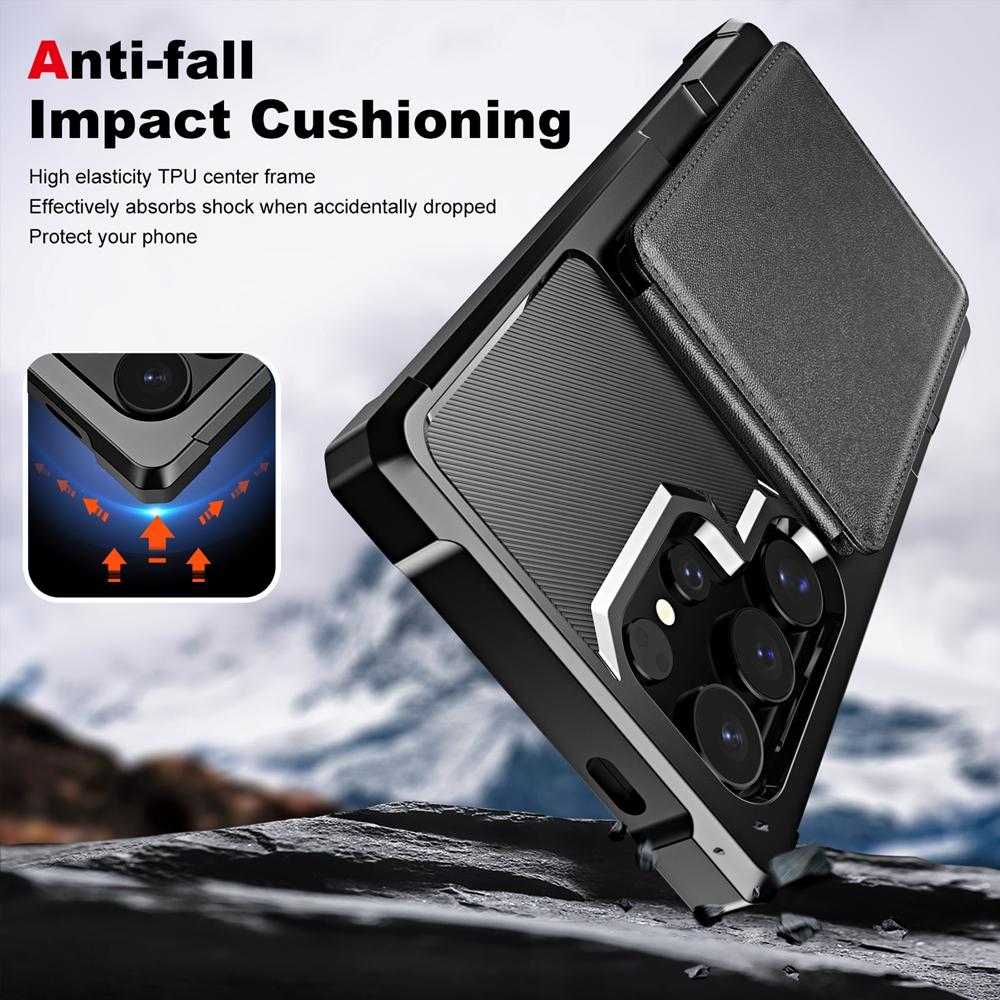 Für Samsung Galaxy S25 S24 S23 S22 S21 S20 Ultra S10 Plus FE S10e Hülle Luxus PU-Leder Kartentasche Hochwertige weiche TPU Stoßfeste Standrückseite