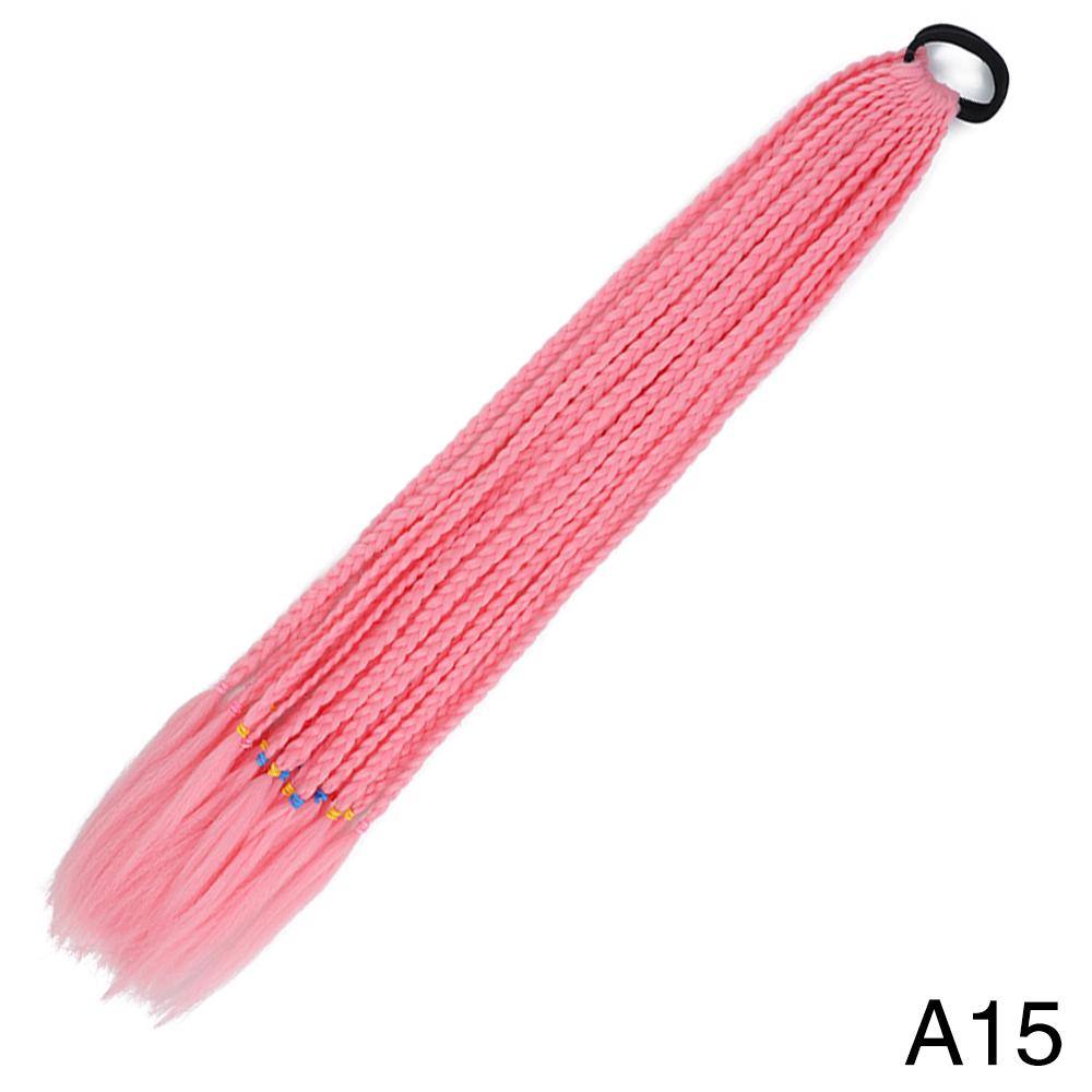 Synthetic Long Wig Colored Braided Ponytail Hair Extension Elastic Rubber Band Braiding Ponytail Hair Extensions For Girls