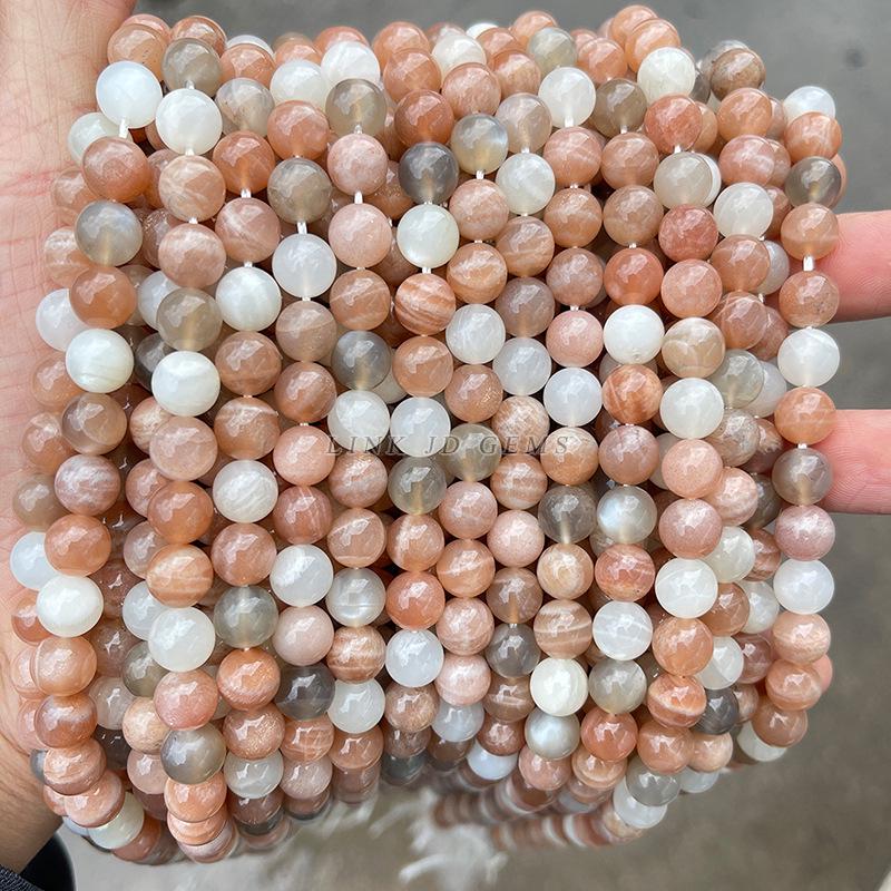 Jinde Jewelry Natural Mixed Moonstone & Sunstone Beads Bracelet - Round DIY Jewelry Accessories