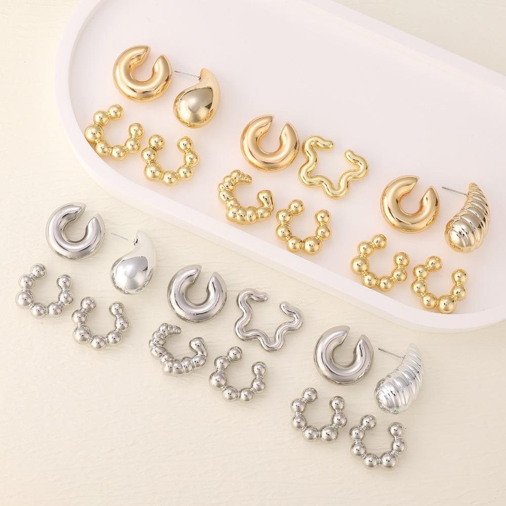 4Pcs/set C Shape Earring Clip Glossy Cartilage Ear Cuff Vintage Jewelry Accessories  Women