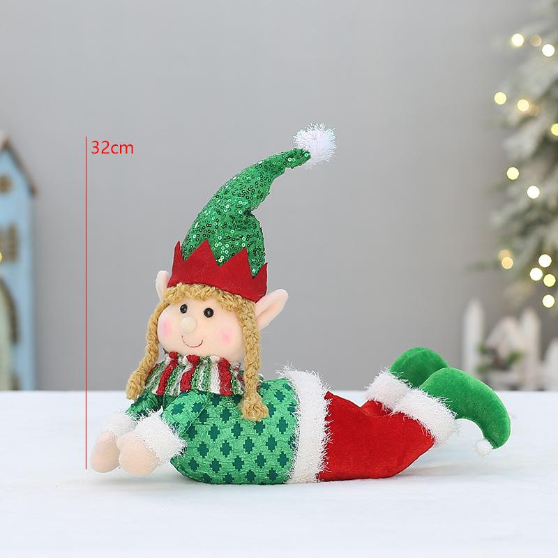 Christmas Fabric Lying Telescopic Sleigh Elf Doll Christmas Party Gift Decorative Supplies Ornaments