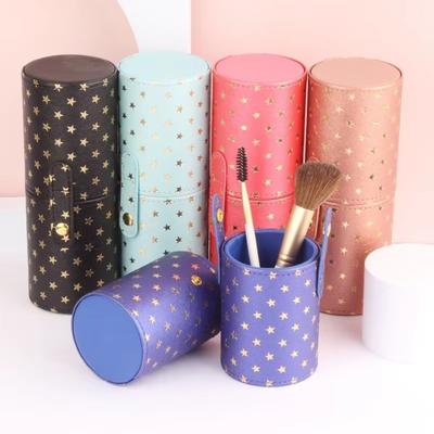 PU Leather Makeup Brush Bucket Waterproof Cosmetic Bag Portable Storage Box  Travel