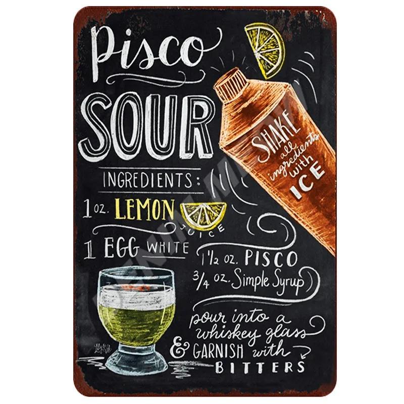 Cocktail Ingredients, Vintage Rum Punch Metal Plates, Mojito Metal Sign, Bloody Mary, Painting Wall Posters, Home Decor, WY50