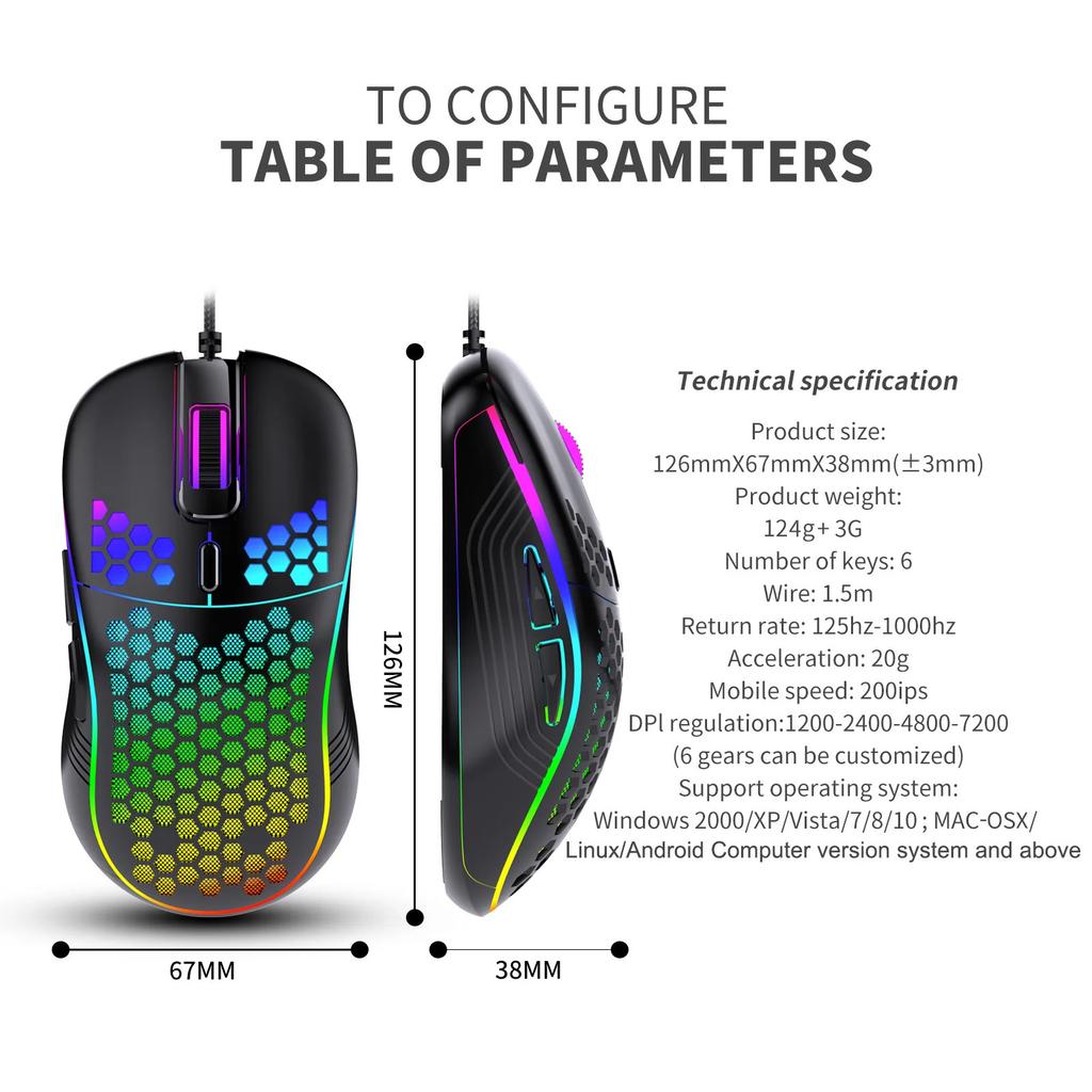 USB Wired Gaming office Mouse Mechanical Mouse USB Illuminated Mouse Adjustable Optical Gaming Mouse for Desktop Laptop