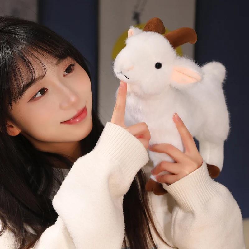 New Goat Plush Toys White Black Sheep Doll Simulation Goat Plushie Toys Stuffed Animals Sheep Doll Home Decor Kids Toys