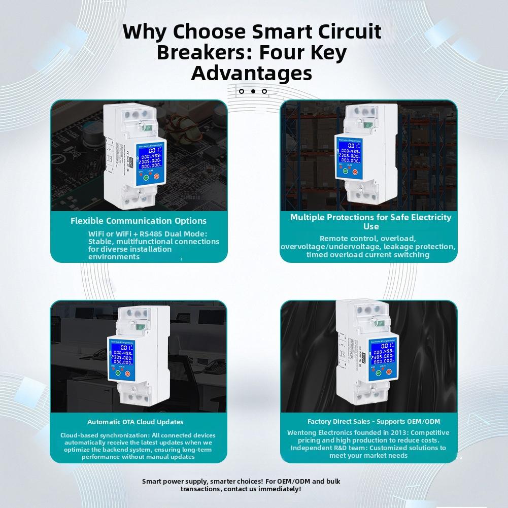 Remote control RS485 WiFi smart meter protector with leakage circuit breaker and programmable time slots for energy management