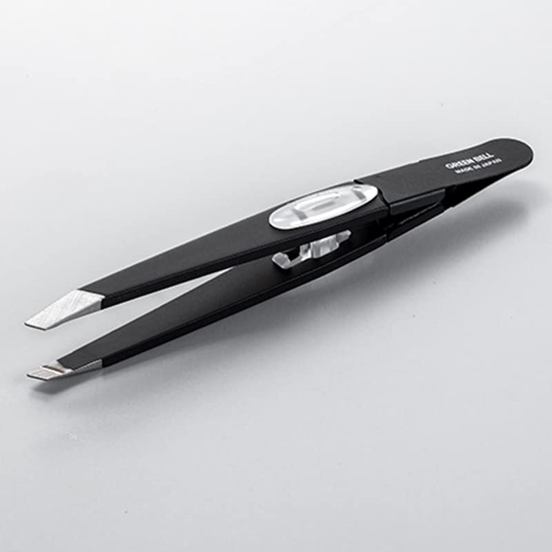 Green Bell Amazing Tweezers that Pull Out Straight Hair Without Angled Black Slipping, Tip,