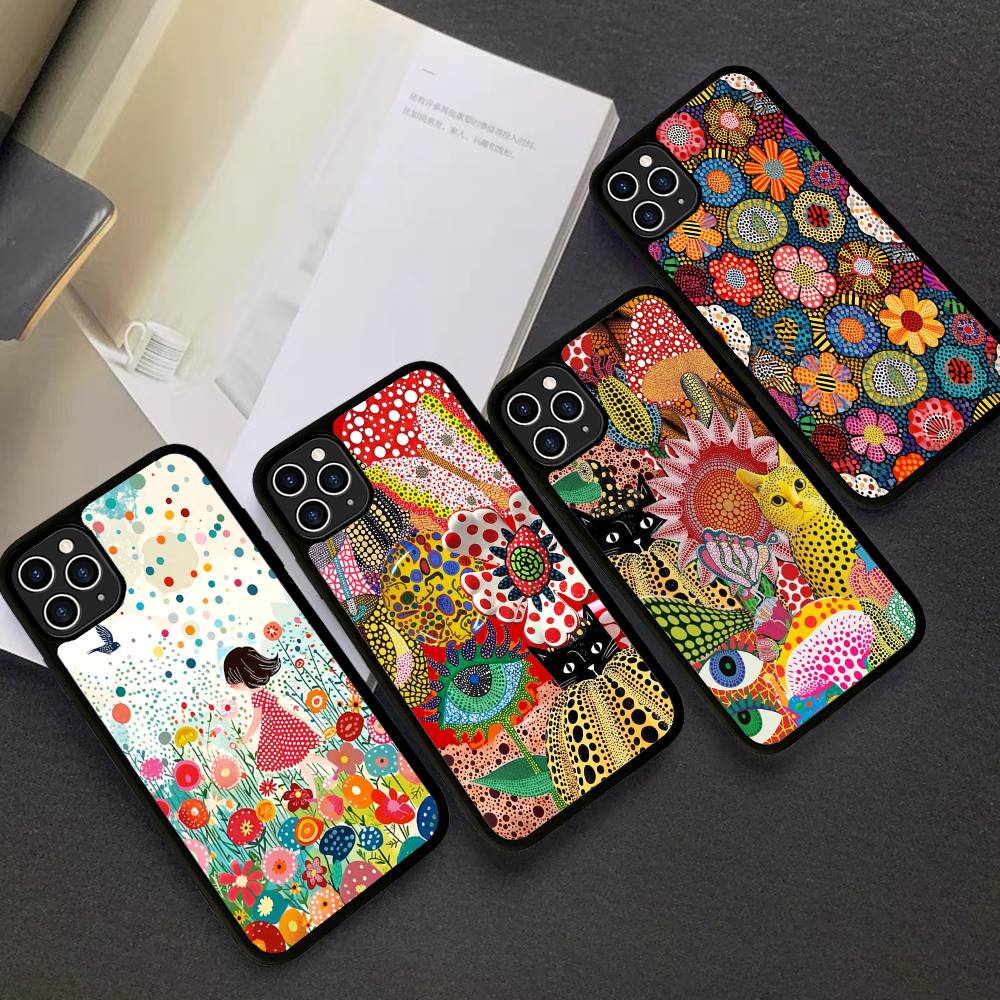 Popular Art Y-Yayoi KusamaS Phone Case Wireless Charging PC+TPU For iPhone 11 12 13 14 15 16 17 Pro Max Plus case