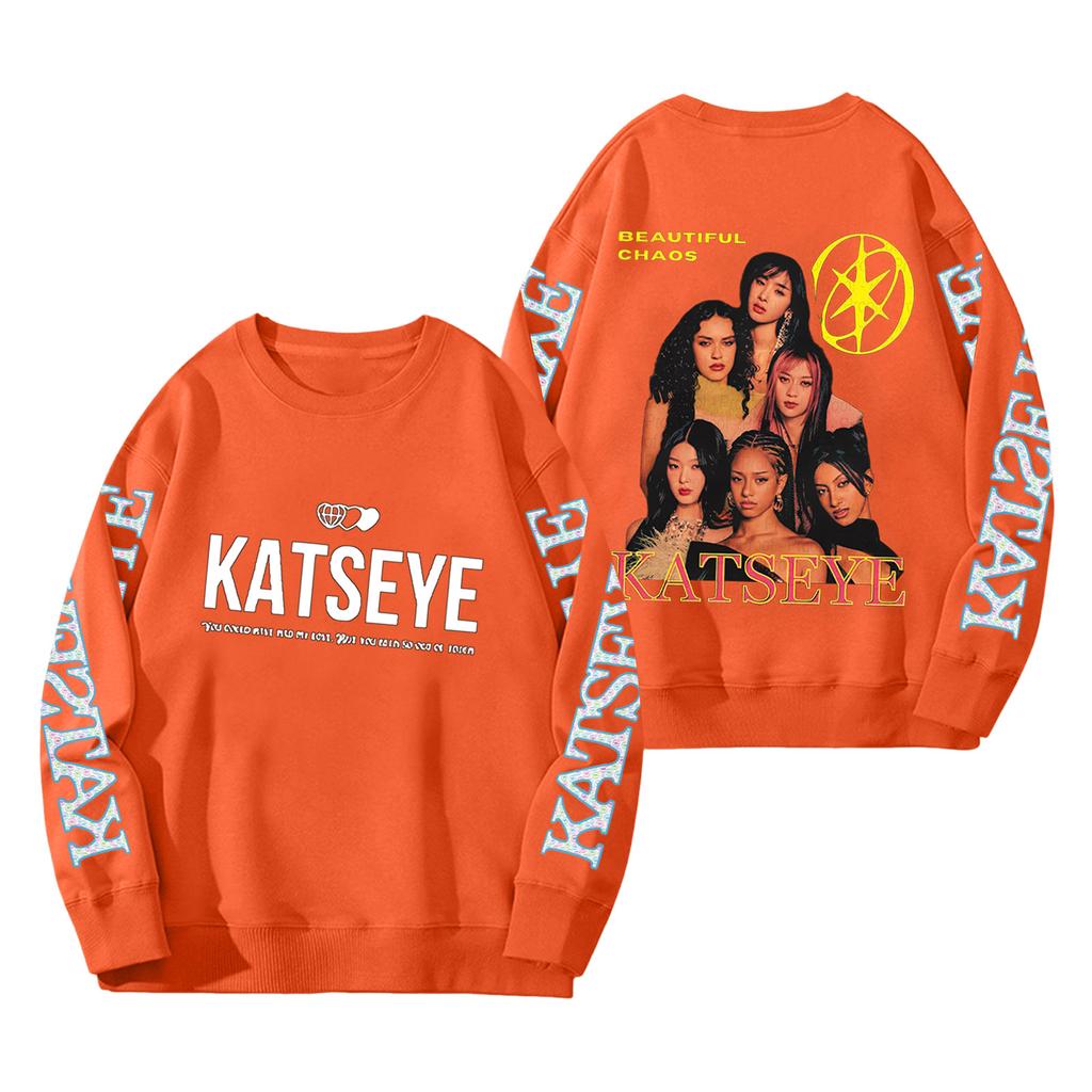 Women's Fashion Long Sleeve Print Round Neck Loose Pullover Sweater Top