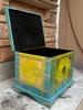 Wooden Painted Brass Trunk Storage Box-Wooden Storage Chest with Brass Accents Unique Bohemian Trunk Box-Drum Chest Home Decor Furniture