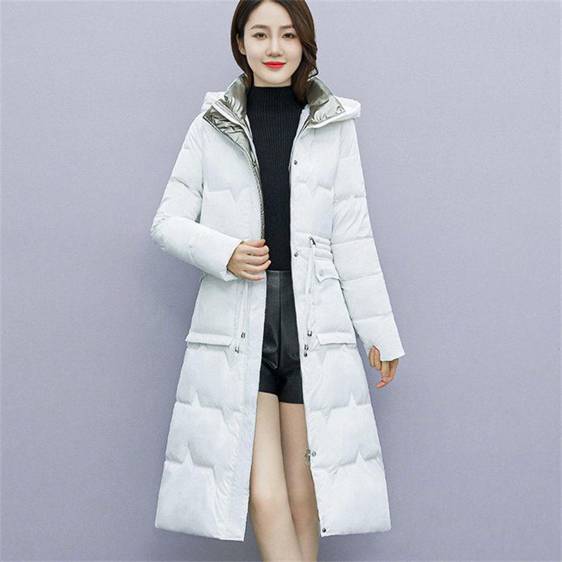 New Winter Jacket Cold Warm Outerwear Womens Long No Wash Glossy Down Cotton Jackets Casual Hooded Parka Overcoat Windproof Coat