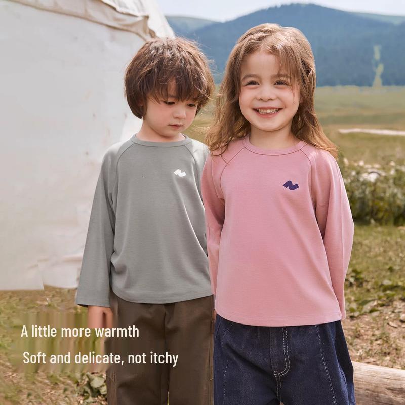 Nidoxiong Kids' Lyocell Wool Half-High Collar Long-Sleeve T-shirt
