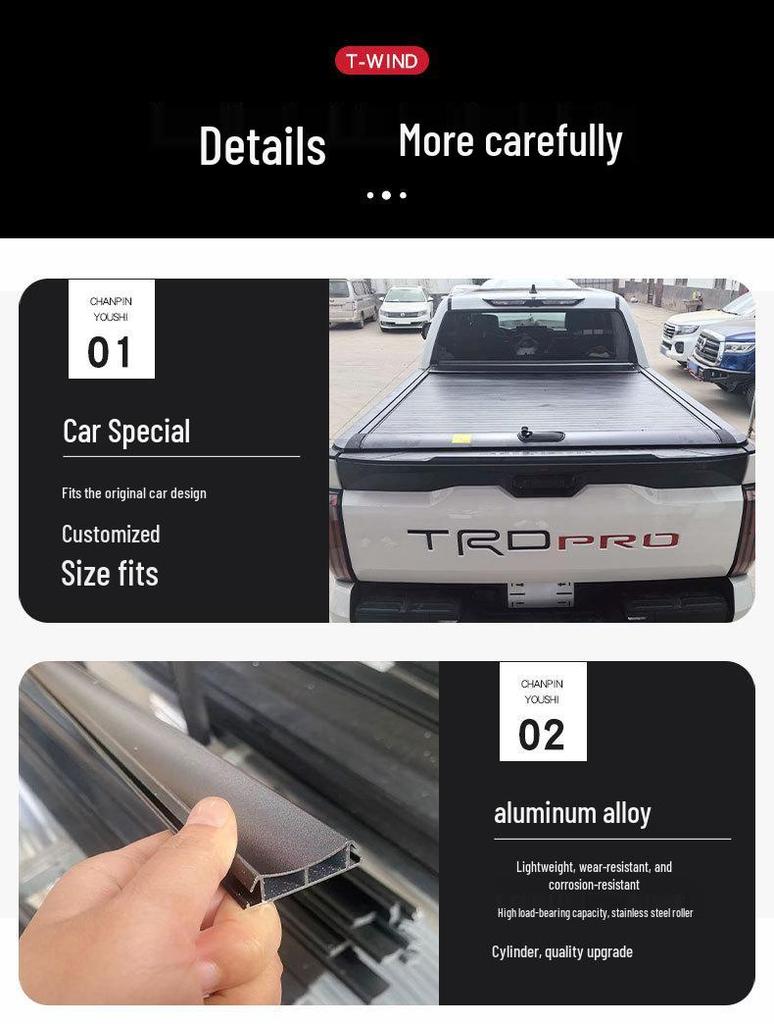 2022-2026 Tundra 5.7ft Kamyonet Kasası için Alüminyum Alaşımlı Manuel Rulolu Kapak