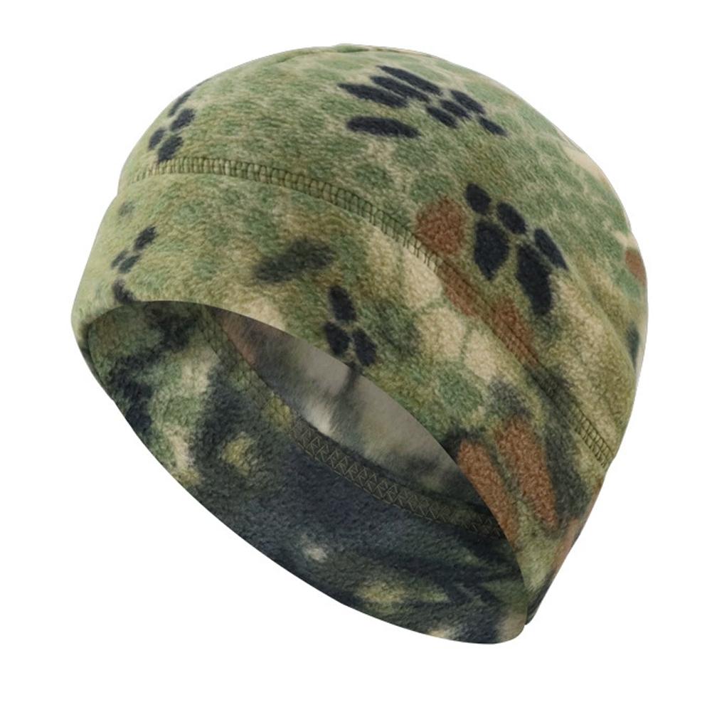 Reversible Windproof Fleece Beanie Hats Mens Winter Skull Cap Camouflage Thick Beanie Unisex Stretchy Cuffed Beanie with Fleece