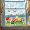 3D Tulip Flower Window Stickers Static Cling Waterproof Floral Decal Windows Decor For Home Bedroom Bathroom Glass Decoration