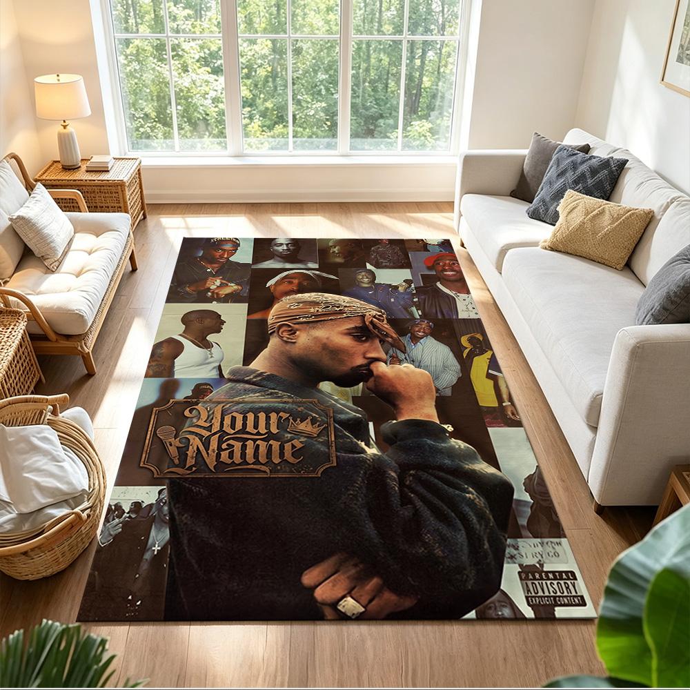2pac Customize Your Name Carpet Perfect for Game Room Living Rooms Bedrooms Kitchen Antislip Carpet Decorate Offices Perfect Gift for Friends & Family