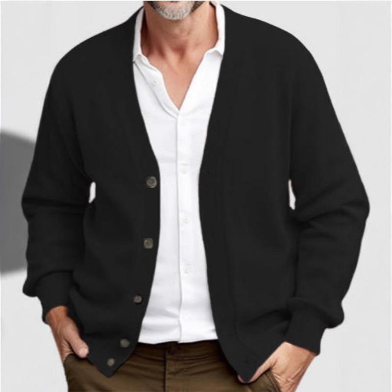 Men S Business Casual Loose Long Sleeve V Neck Button Knit Cardigan