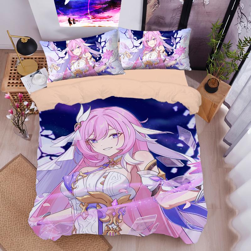 Anime Elysia Bedding Sets Japanese Anime Two-Dimensional Girl Duvet Cover Set Kawaii Sexy Girl Quilt Cover 2/3Pcs
