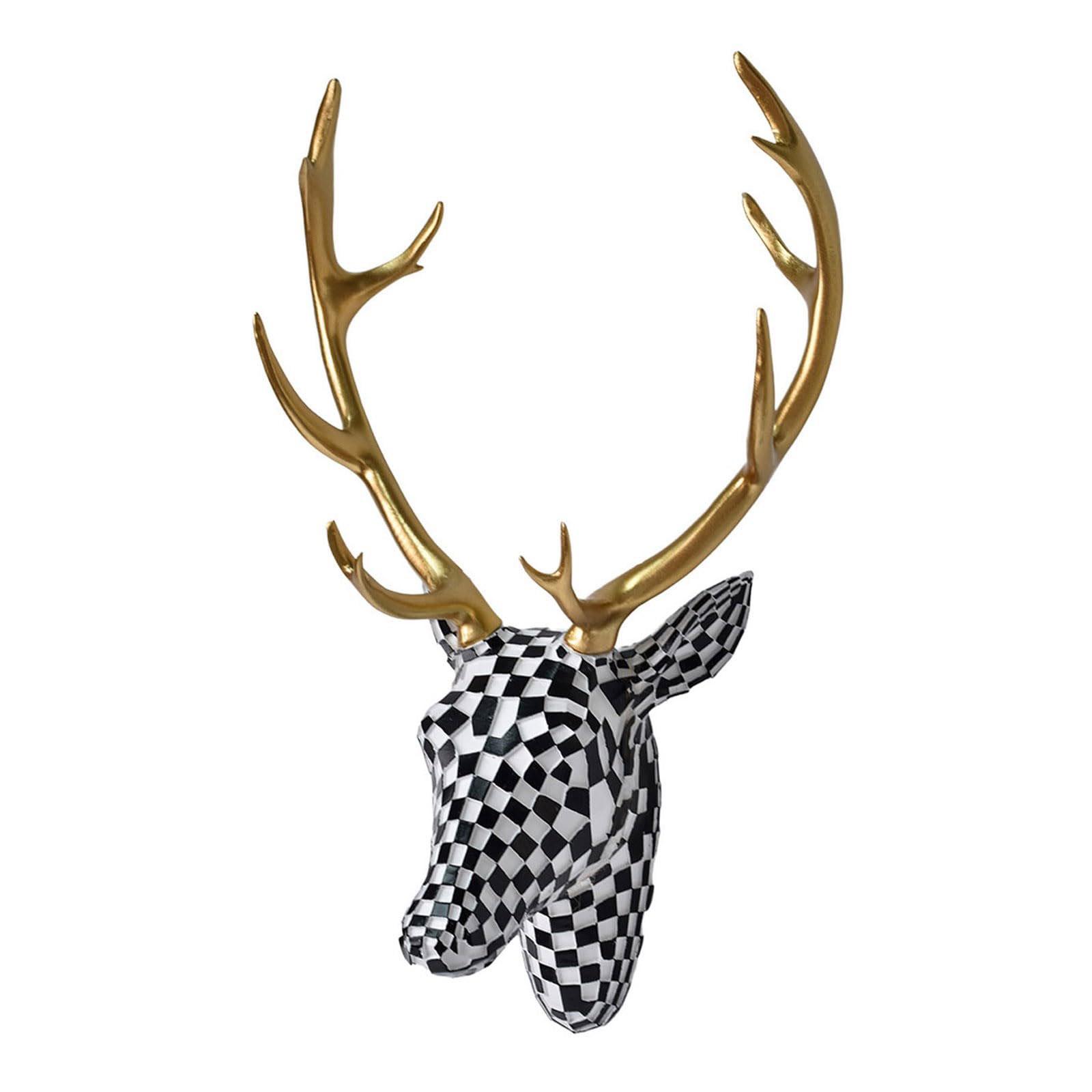 

Рождественский настенный декор в виде головы оленя с художественным дизайном из искусственной смолы, элегантное украшение рогов для гостиной, абстрактная европейская настенная скульптура One Size чёрный