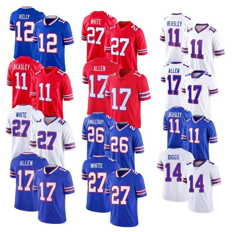 NFL Buffalo Bills 17 Josh Allen Football Jersey Embroidered Sports Uniform Men Women Youth